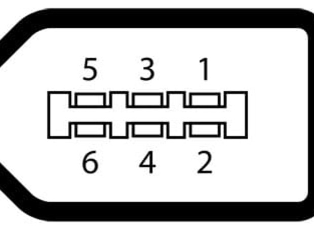 pinout of the IEEE 1394a – Firewire® connector 