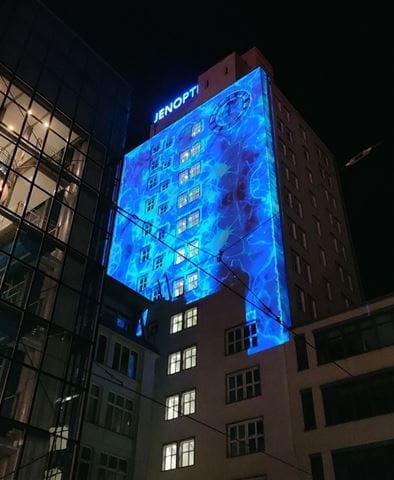 Videomapping on Jenoptik building for the 30+1 anniversary