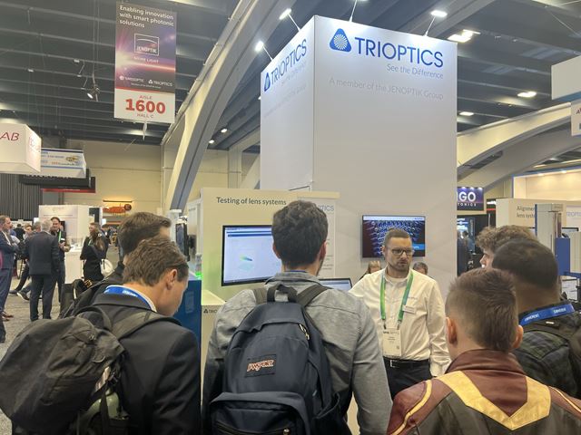 Students listen to a Trioptics product demonstration