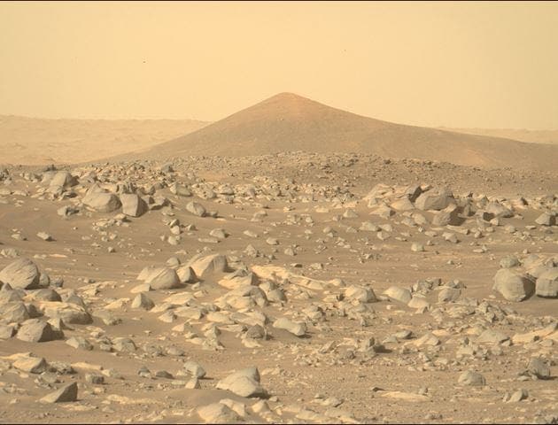 Sand dune and rocky surface on Mars 