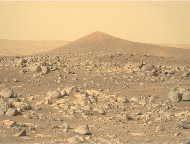 Sand dune and rocky surface on Mars 