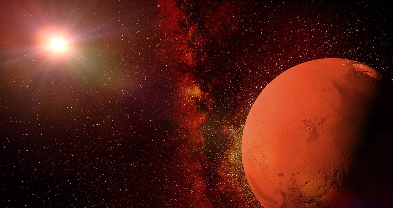 Mars with cosmos behind